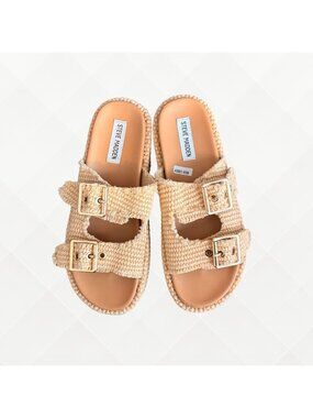 Steve Madden Karrigan Sandals • 8M • Raffia • WSH-100088 • Pre-loved.